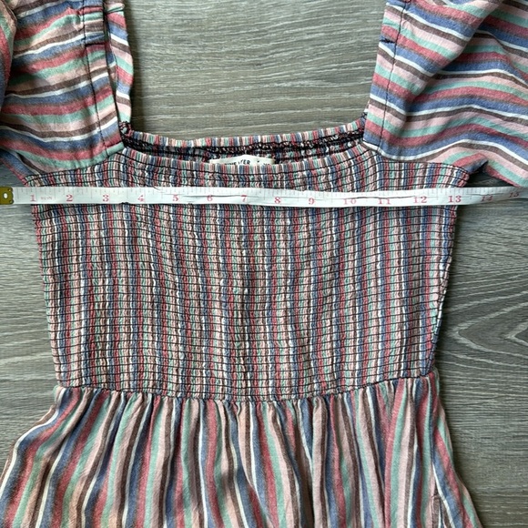 Marine Layer Ivy Smocked Linen Blend Striped Maxi Dress in Brick XS - Picture 11 of 14